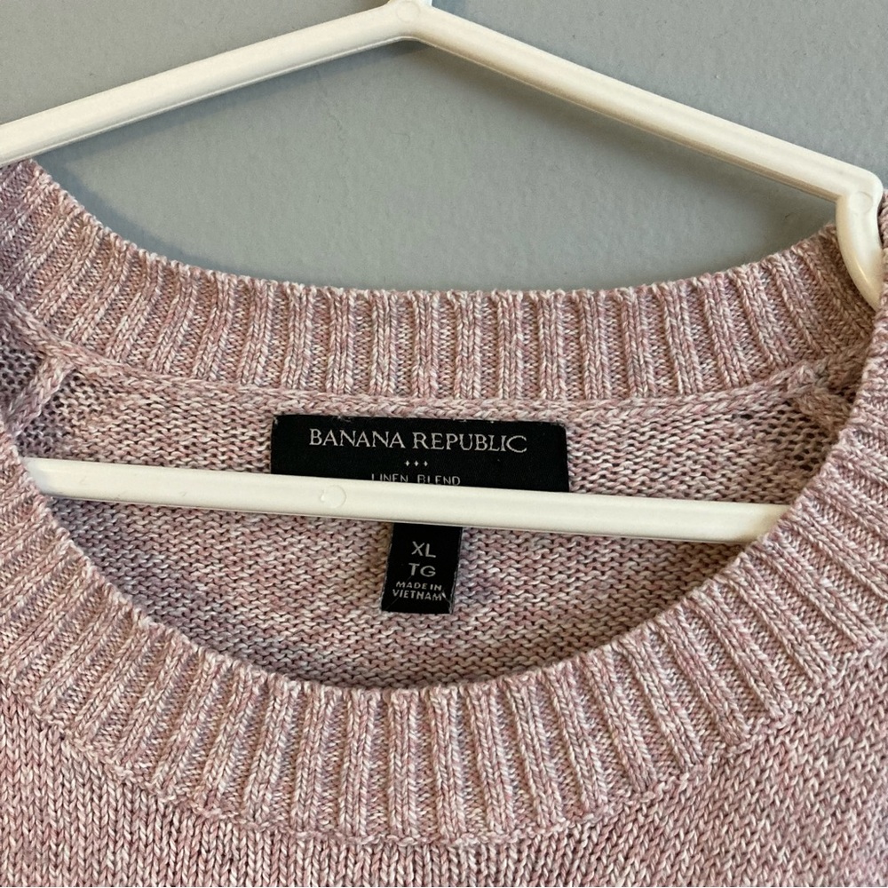 Banana republic pink knit sweater women’s size xl linen blend - Picture 3 of 5